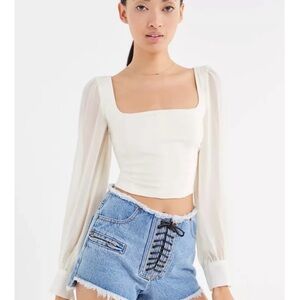 Urban Outfitters Lena Cropped Blouse XS